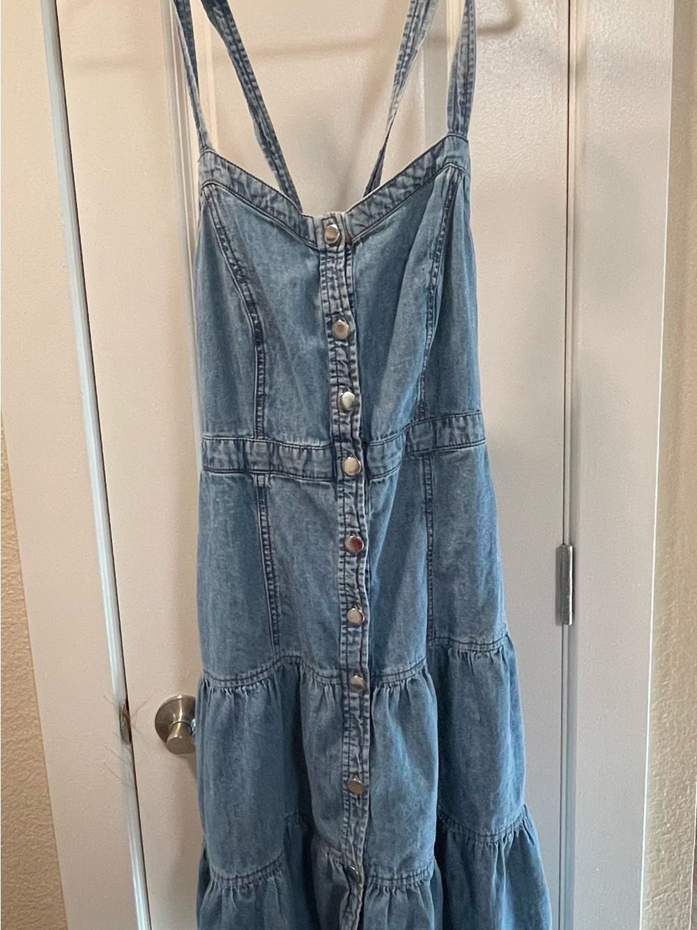 Pilcro Tiered Denim Maxi Dress